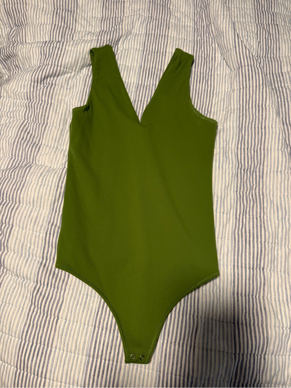 Olive Green Deep V Bodysuit